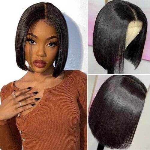 Straight Bob Human Hair Wig Pre Plucked 13x4 Lace Frontal Wig Bob For Women Human Hair Lace Frontal Wigs 180 Density Remy Hair