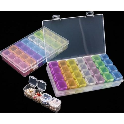 Plastic 28 Grids Storage Box Nail Rhinestones Light Simplicity Practical Compact Jewelry Organizer Manicure Tools