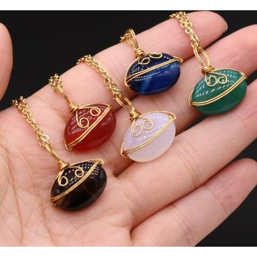 Simple Natural Stone Chain Necklace Reiki Heal Agates Crystal Necklace Jewelry for Women Female Elegant Party Gifts