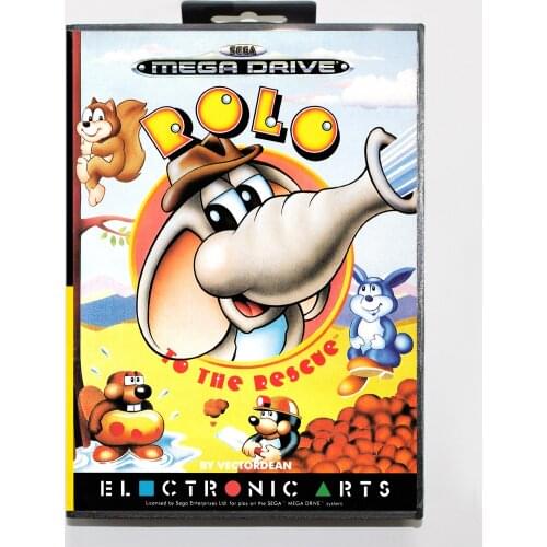 Rolo to the Rescue with Retail Box 16bit MD Game Card For Sega Mega Drive/ Genesis
