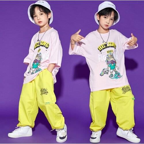 Hip Hop Boys Loose Sweatshirts Casual Pants For Kids Street Dancing Costume Girls Jazz Hip-hop Dance Clothes Rave Outfit BL6783
