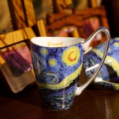 Van Gogh Famous Art Paintings Bone China Coffee Cup Creative Large Capacity Lover Mugs Kungfu Tea Mug Novelty Juice Milk Cup