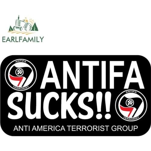 EARLFAMILY 13cm x 7cm Antifa Stickers Antifa Sucks Anti America Terrorist Group Vinyl Car Sticker Decal Helmet Car Styling
