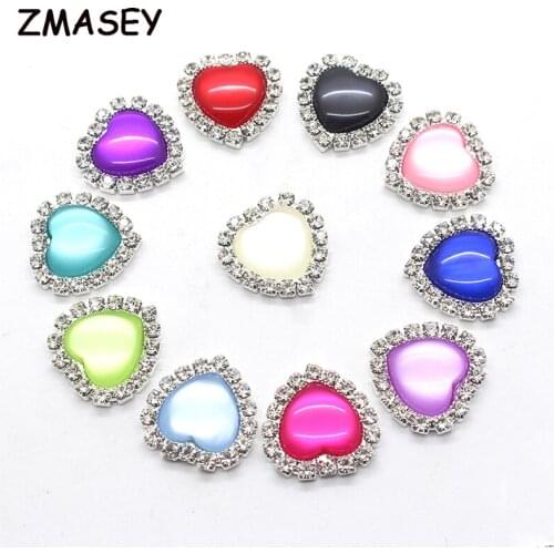 High quality! 10 pcs/set rhinestone Heart button apparel sewing accessories handicrafts decorative jewelry production