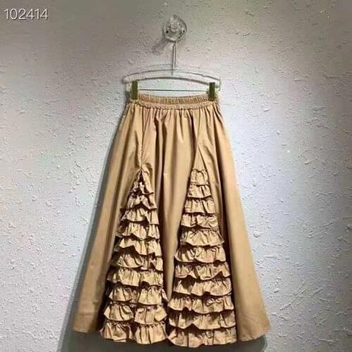 High Quality Brand Long Skirts 2021 Autumn Winter Maxi Skirts Women Elastic Waist Cascading Ruffle Floral Casual Gown Skirt