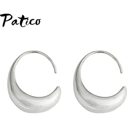 Simple 925 Sterling Silver Stud Earrings for Women New Trendy Geometric C Shaped Minimalist Earings Fashion Jewelry
