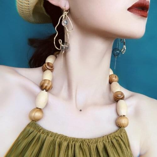 Original Gold Body Outline Dangle Earrings For Women Unique Glass Ball Korean Long Tassel Drop Earrings Jewelry Earrings 2019