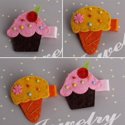 20 pcs/lot , Felt Flower Hair Clip , Ice cream cone felt hair clip