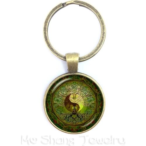 2018 Yin Yang Peace Tree of Life Time Key Chains Tai Chi Trendy Glass Dome Pendant Keychain Yinyang Key Ring Women Men Jewelry