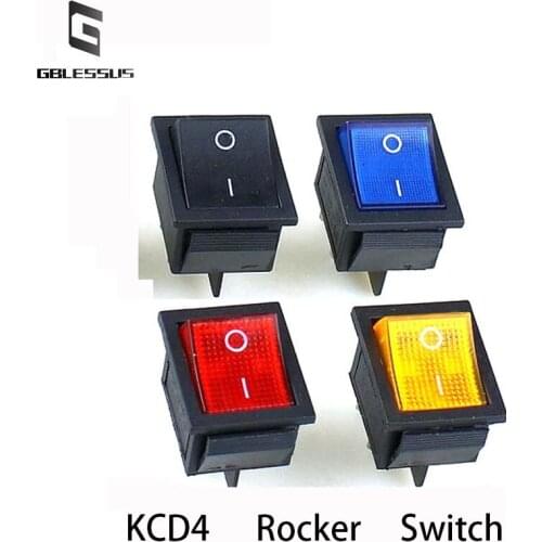 Rocker Switch 1CPS KCD4 Power Button Light 4-Pin Boat Shape 16A /250V 31*25mm Electronic And Electrical Equipment Accessories