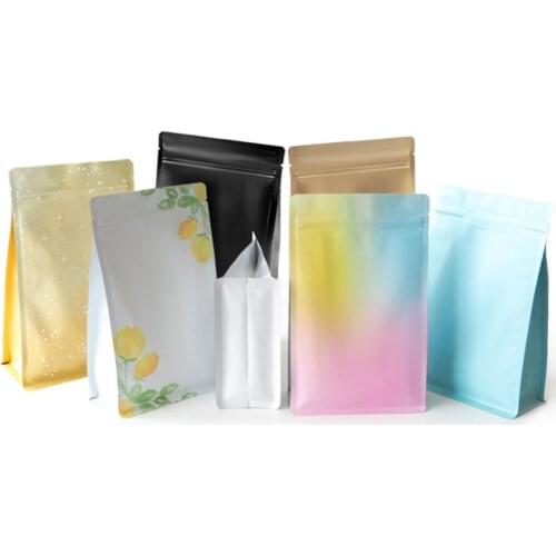 50Pcs/Lot Colorful Empty Tea Bag Aluminum Foil Stand up Gift Fruit Coffee Bean Packaging Zipper Self Sealing Bags 12C 16*26+8cm