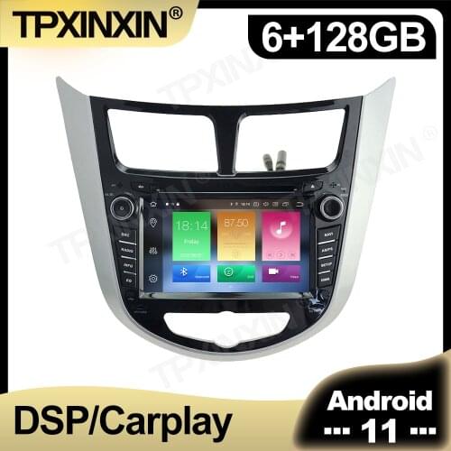 128GB Android 11 For Hyundai Solaris Accent Verna 2011-2016 Car Radio Multimedia AutoRadio DVD Player Navigation Stereo GPS 2din