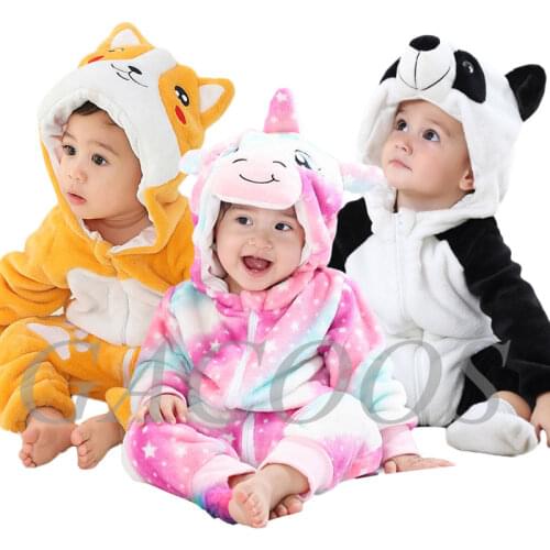 Cartoon Flannel Baby Romper Lovely Rabbit Cotton Boy Girl Animal Rompers Unicorn Baby Clothes Jumpsuit Bebes Kigurumi Outfit