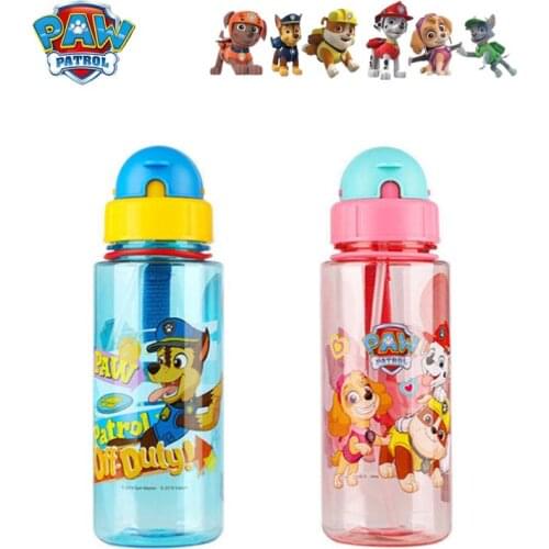 PAW Patrol Cartoon Childrens Plastic Straw Water Cup Boys and Girls Cute Portable Hand Cup Outdoor Large Capacity Water Cup