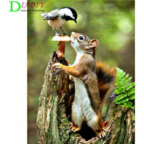 DIADIY 5D Diamond Painting Animals Squirrel Diamond Embroidery Full Square Diamond Mosaic Cross Stitch Landscape Home Decor