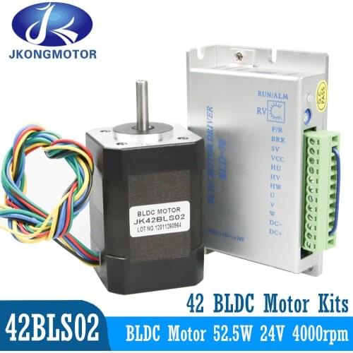 Jkongmotor 42BLS02 4000rpm Brushless DC Motor Kits 61mm 24V 52.5W 3 Phase 8-poles 3.3A BLDC Motor For 3D Printer DIY Design