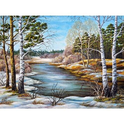 A6198 scenic forest cross stitch Oil painting girl 11/ 14ct /16/28/27CT cloth cotton thread embroidery DIY handmade