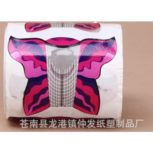 China Nail Form Factory-500pcs Self-adhesive Popular Purple Butterfly NAIL FORMS (500 PER ROLL) For Gel Nail,,WT407F-500