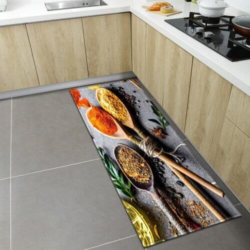 Spices Pattern Kitchen Mat Home Entrance Doormat Bedroom Living Room Floor Decoration Carpet Hallway Bathroom Anti-Slip Long Rug