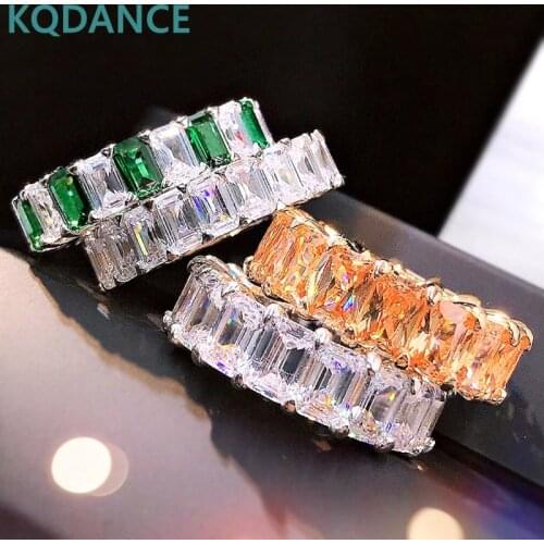 KQDANCE 100% 925 Sterling Silver Finger Rings For Women or men Wedding Engagement Gifts Emerald Ring Party Jewelry wholesale