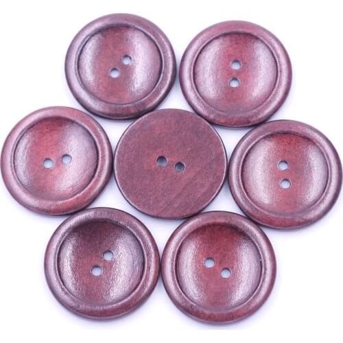 5PCS Round 40mm Wood Sewing Buttons 2 Holes Brown DIY Knitting Sweater Coat Clothes Scrapbook Bag Crafts Decoration Accessories