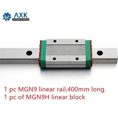 Linear Carriage Guide 400mm 9mm Rail Set Cnc Mgn9 1 Pc Rail,400mm Long Motion Guideway Bearing Steel Printer Cutter Way A Mgn9h
