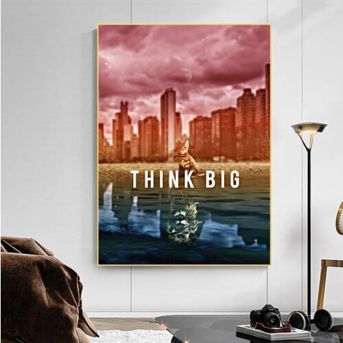 THINK BIG Motivational Posters and Prints Canvas Painting Modern Inspirational Wall Art Picture for Living Room Home Decor