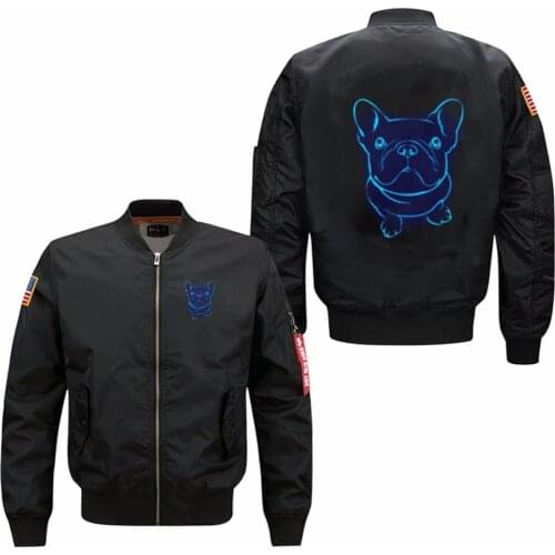 Mens bomber flight jacket coat Animation lumious dog beagle spring autumn mens collar code jacket Air Force pilots jacket
