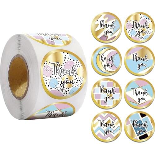 50-500pcs Thank You Stickers for Seal Labels 25mm Gift Packaging Stickers Birthday Party Offer Stationery Sticker