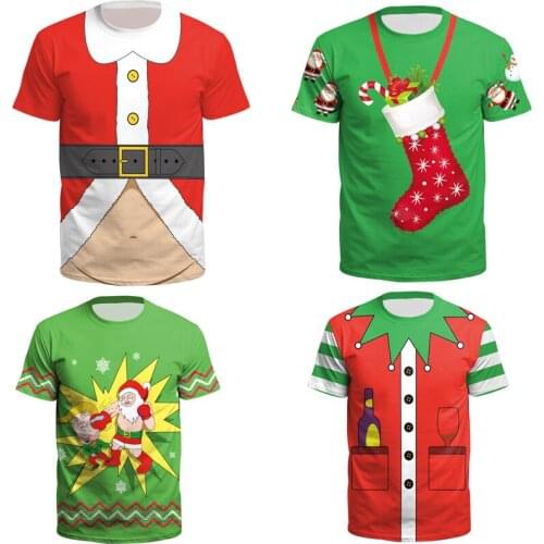3XL New Summer 3D Printed Men Women Christmas T-shirt Casual Short-Sleeved Santa Claus Mens T-shirt Fashion Hip-hop Tops Tees
