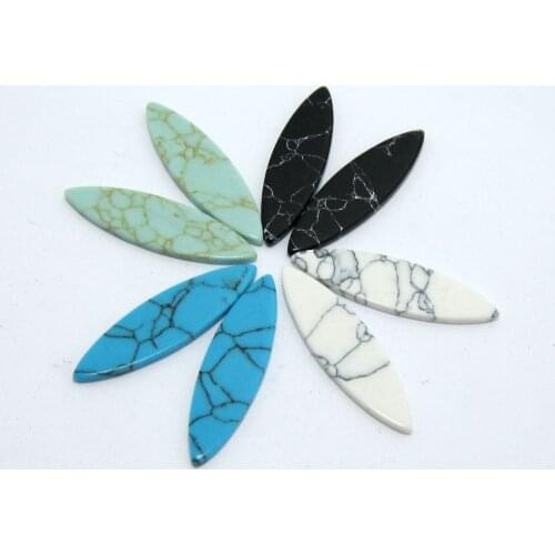 Olive shape flat turquoise stone mixed color olive shape stone 29×8mm