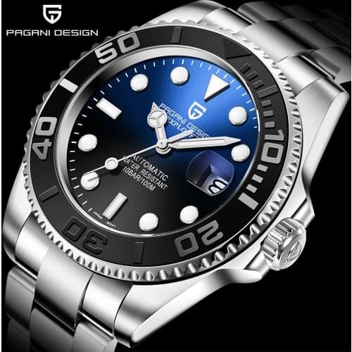 PAGANI DESIGN Stainless Steel Waterproof Watch Mens Relogio Masculino Top Brand Automatic Watch Sapphire Glass Mechanical Watch