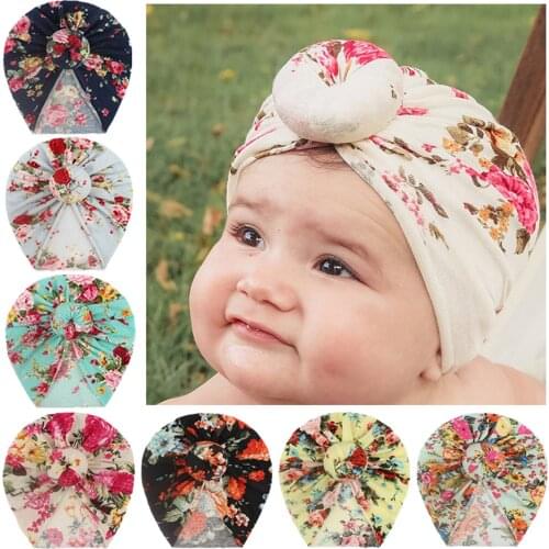 Baby Boys Girls Headbands Toddler Kids Floral Knotted Hat Beanie Headwear Accessories Infant Girls Soft Turban Head Band