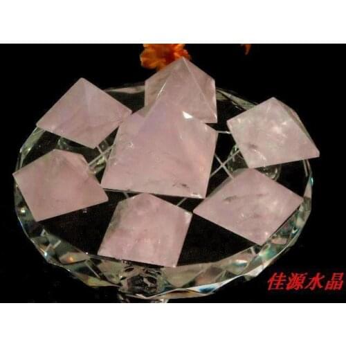 Natural pink crystal pyramid seven array lucky decoration
