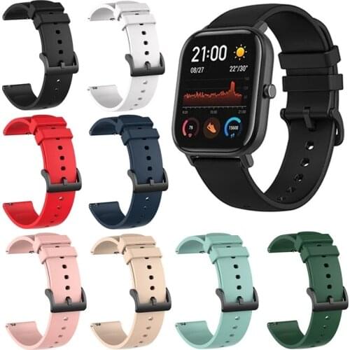 20mm Watch Strap For Xiaomi Huami Amazfit GTS/GTS 2 2e/Bip Lite/Bip U/GTR 42mm Silicone Watchband for Huami Amazfit Pop Pro