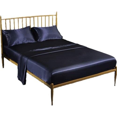 ROMANZO 4piece/Set Home ice silk bed sheet silk satin satin cloth pillowcase imitation silk bed sheet Bedspread