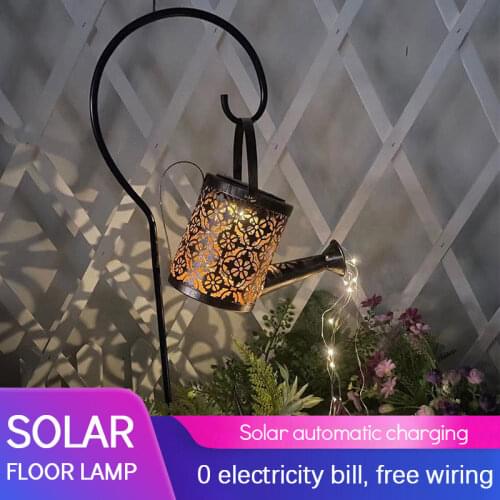 LED Solar Lamps Watering Can Lamp With Lights String Outdoor Ligthing Garden Decor Lawn Lamp Iron Kettle Shower LED Light
