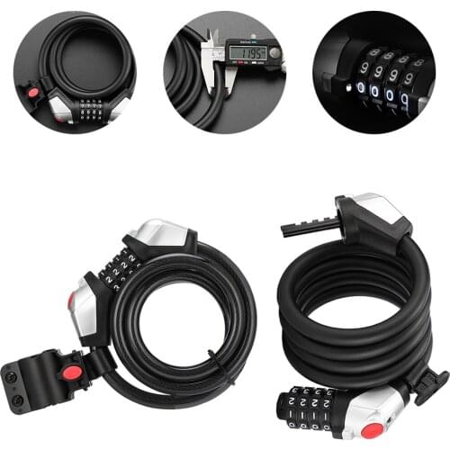 Bike Locks, Cable Lock, Long Coiled Secure Resettable Combo Combination Bike Cable Lock with Mounting Bracket