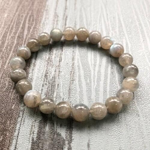 Natural Stone Bead Jewelery Bling Shiny 8mm Labradorite Beaded Bracelet For Men Healing Stone Mala Bracelet