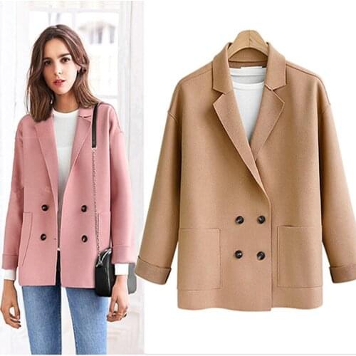 Women Double Woolen Coat 2020 Winter Overcoat Jacket Women Slim Woolen Cashmere Coats Double Breasted Cardigan Jackets Plus Size
