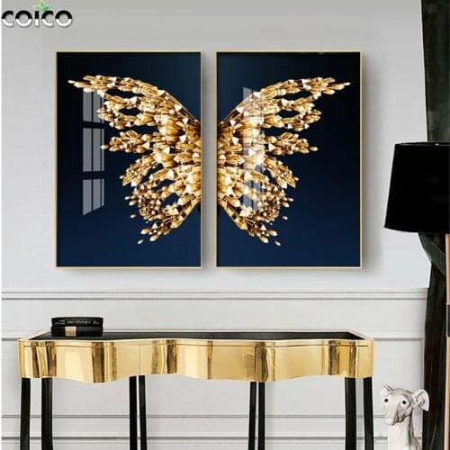Golden Butterfly Gilt Modern Wall Art Poster Canvas Print Nordic Home Decor Picture Living Room Decrative luxury Painting Frame