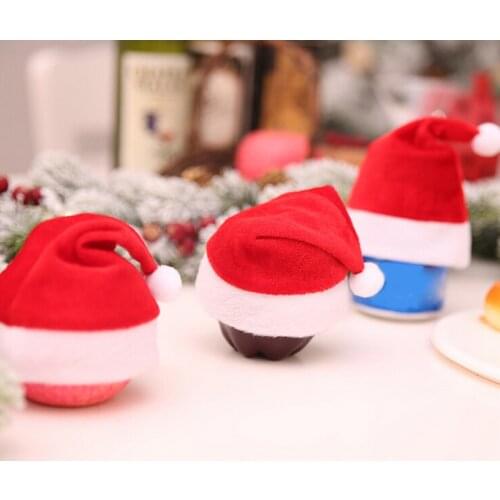 1pc mini lint santa claus hat christmas xmas holiday apple top topper decor