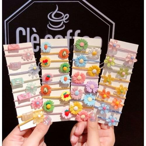 10/20/40/50 Pcs/Set Children Cute Cartoon Fruit Flower Scrunchies Rubber Bands Baby Girls Lovely Hair Bands Kid Hair Accessories