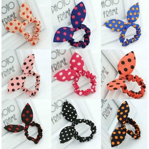 10pcs / Lot Hot Fashion Girl Hair Band Combination Style Dots Bows Rabbit Ear Elasticity Hair Rope Ponytail Children Send