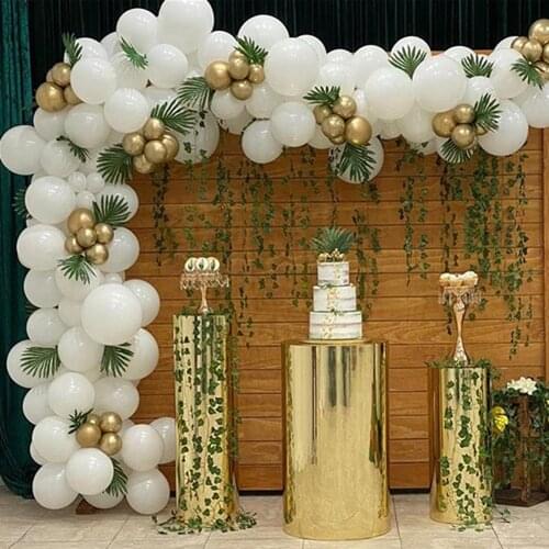 127/148Pcs White Gold Balloons Garland Kit Monstera Leaf Decor Globo Arch Birthday Wedding Party Decoration Baby Shower Suppiles