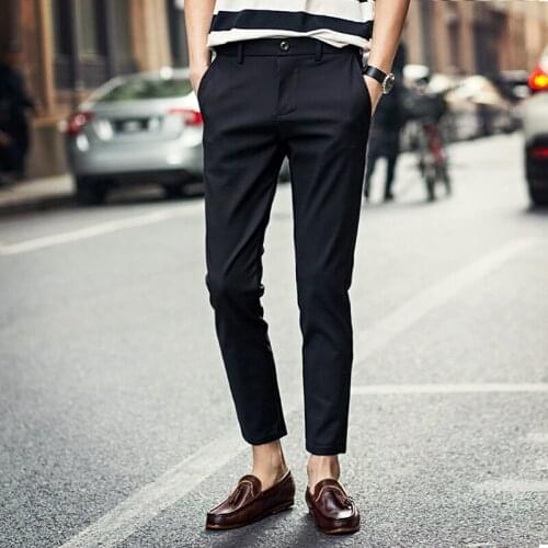 2019 Mens Solid Color Fashion Trend Boutique Stretch Slim Business Dress Suit Pants / Mens Wedding Dress Pants Trousers