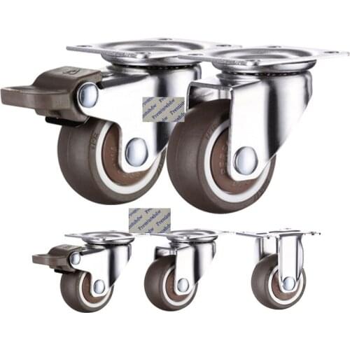 4Pcs 1" 1.25" 1.5" 2" Furniture Caster Castor Ball Bearing TPE Wheel Rigid Swivel Mounting Plate Brake Electric Appliance