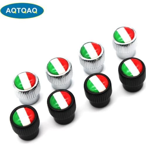 4 Pcs/Set Zinc Alloy Italy National Flag Tire Valve Stem Cap Tire Wheel Stem Air Valve Caps for Auto Cars