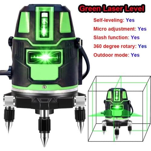 5 Lines 6 Points green Laser Level Automatic Self Leveling 360 Vertical & Horizontal Tilt & Outdoor Mode can use Receiver