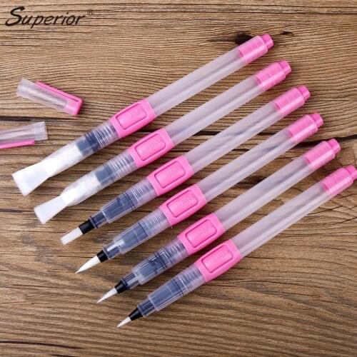 6Pcs Water Brush Water Paint Brush Set Large Capacity Soft Watercolor Painting Brush Pen For Beginner Drawing Art Supplies
